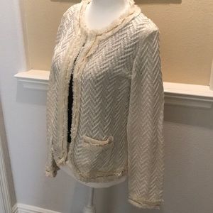 Creamy vanilla and gold chain knit cardigan